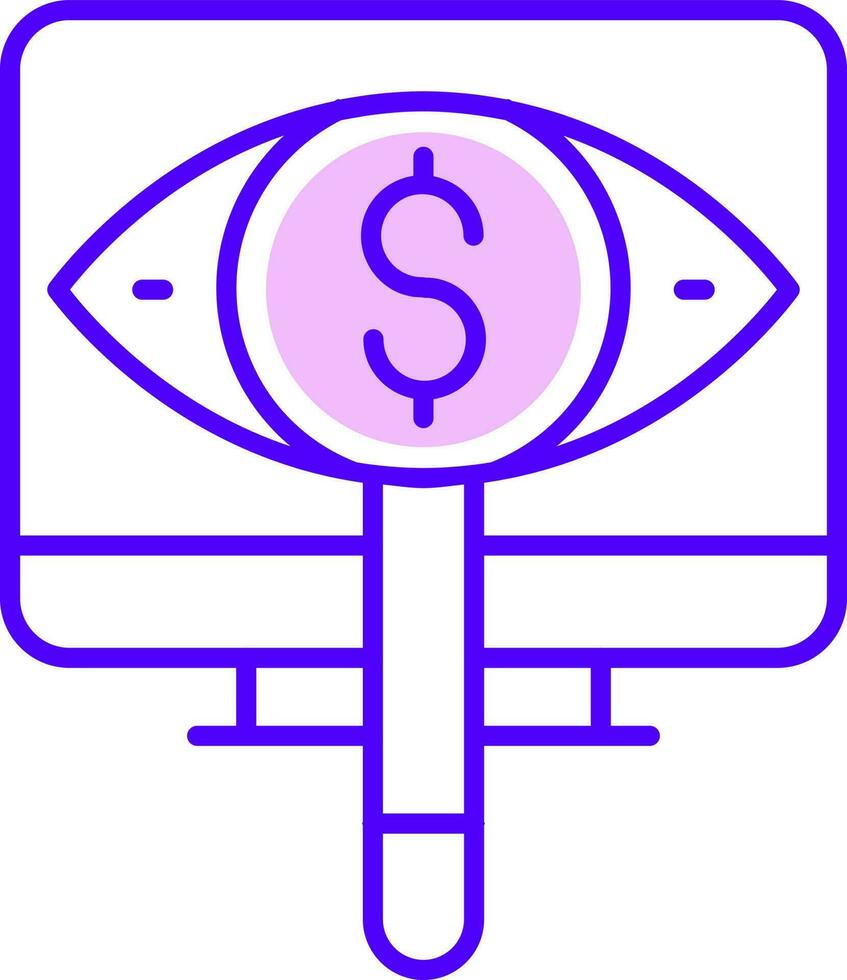 Online search or check money with computer icon in flat style. vector