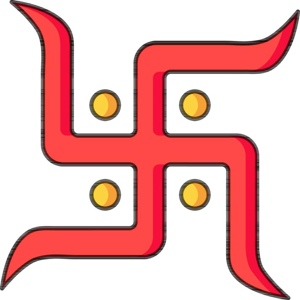 Swastika symbol or icon in red color. vector