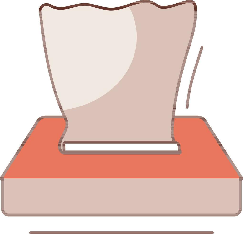 Illustration of Tissue Box icon in brown and orange color. vector