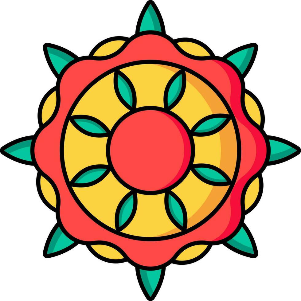 Colorful Rangoli icon in flat style. vector