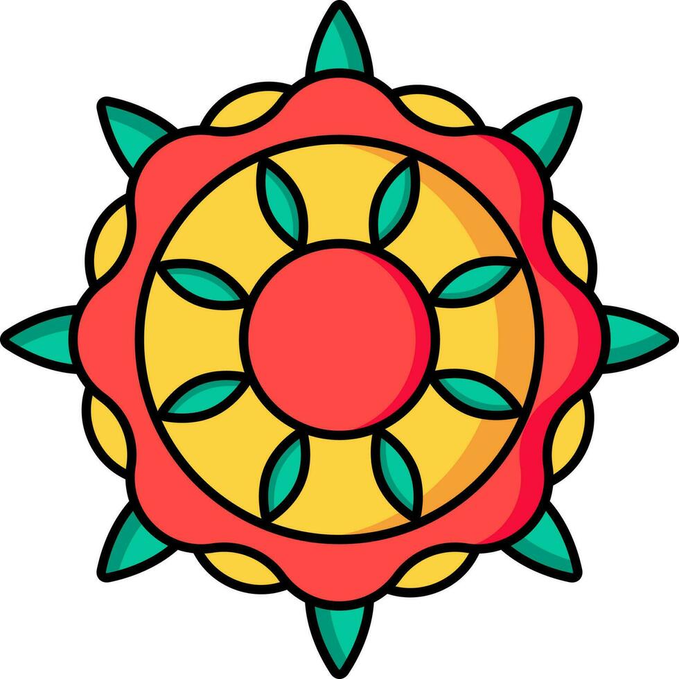 vistoso rangoli icono en plano estilo. vector