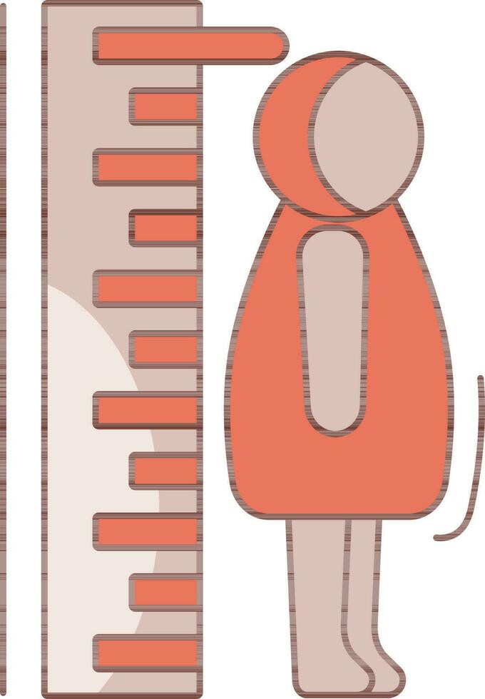 Vector illustration of Man Measuring with Height Scale.