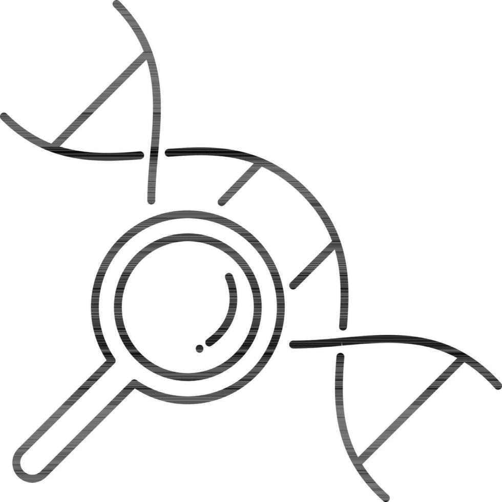 Line art illustration of DNA Search icon. vector