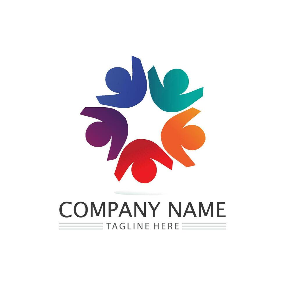 succes logo team work brand and business logo, vector community, unity colorful and friendship , partner teamwork care logo