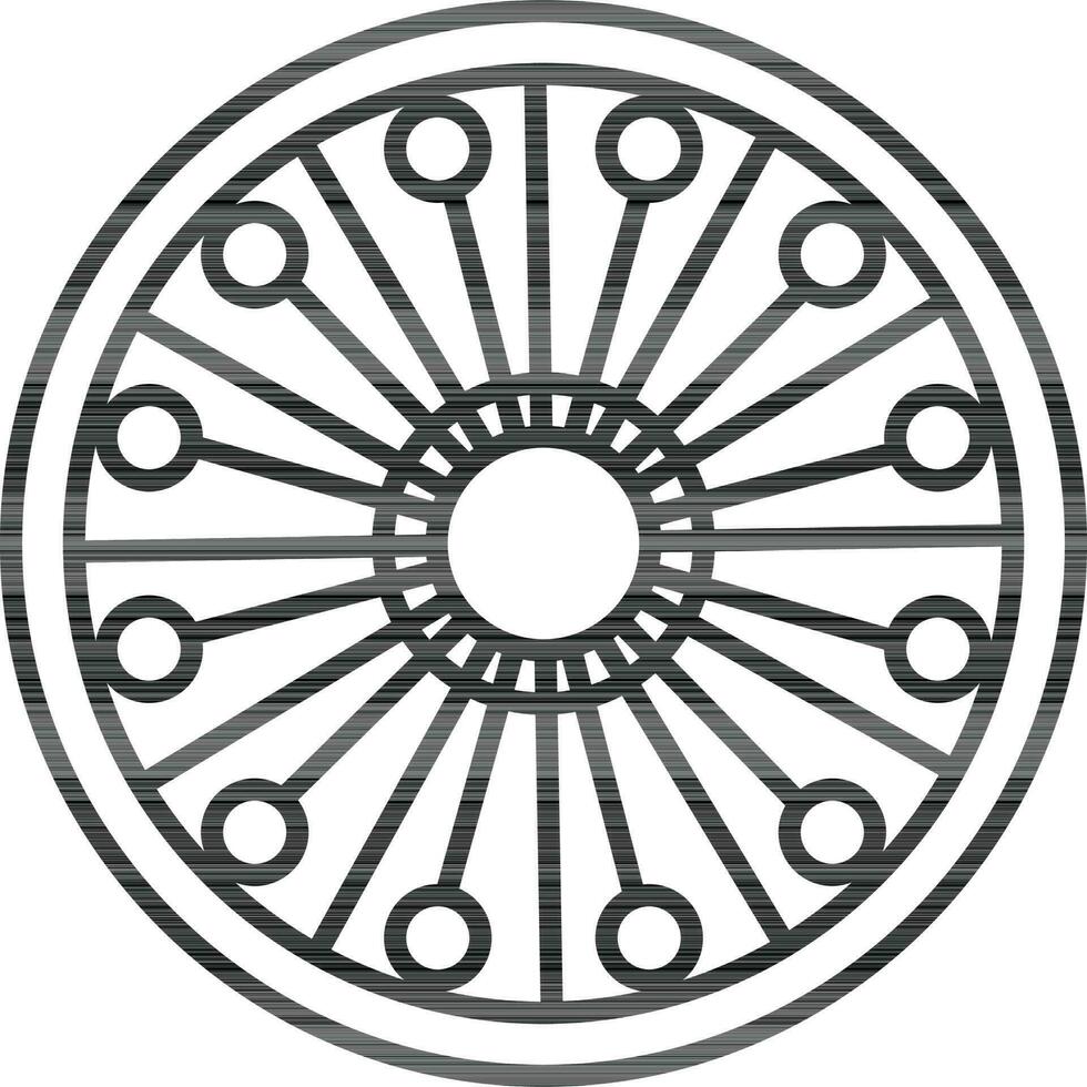 Line art Ashok wheel icon in flat style. vector