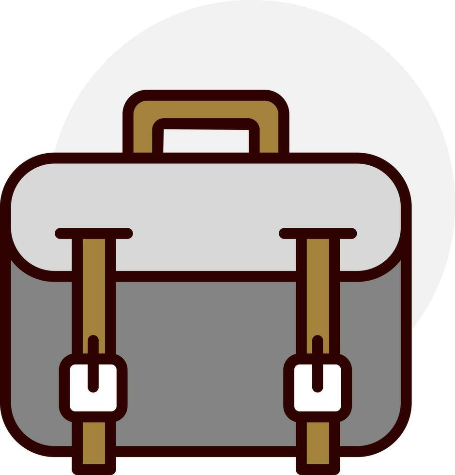 Flat Style Briefcase icon in grey and brown color. vector