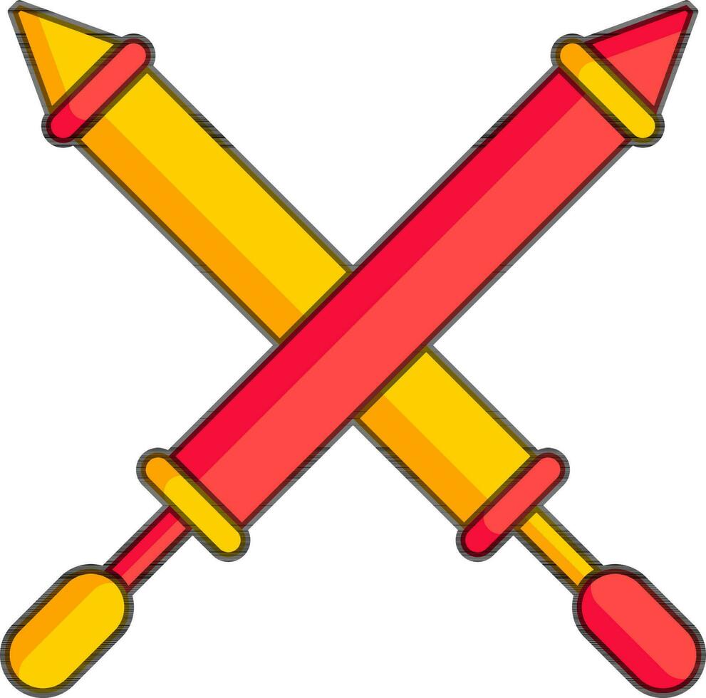 Holi pichkari icon in red and yellow color. vector