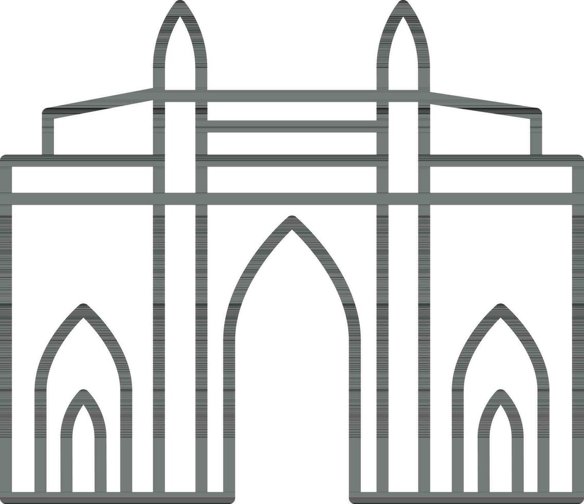 Line art Fort gate icon in flat style. vector