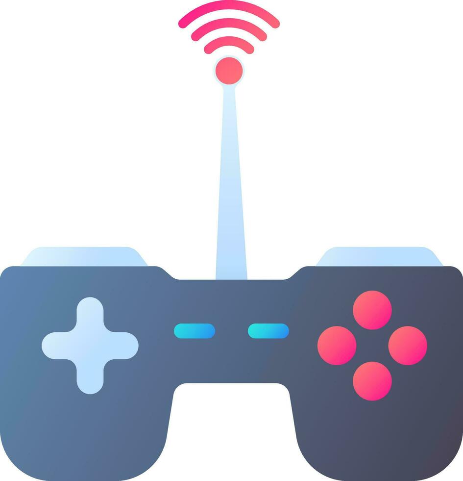 Wifi connected gamepad icon in gray and red color. vector