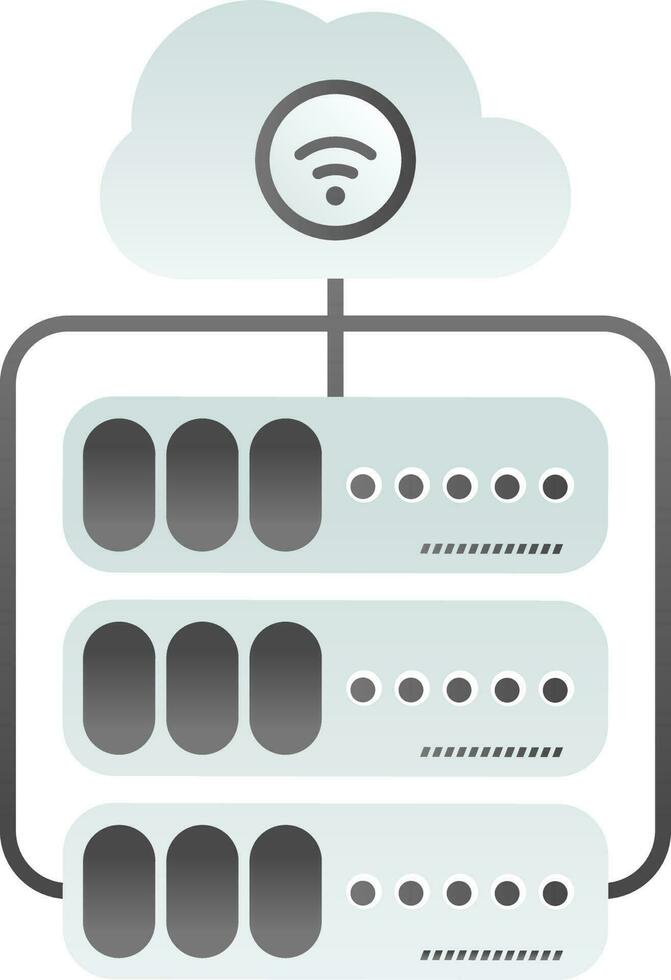 Wifi connected cloud with server icon in gray color. vector