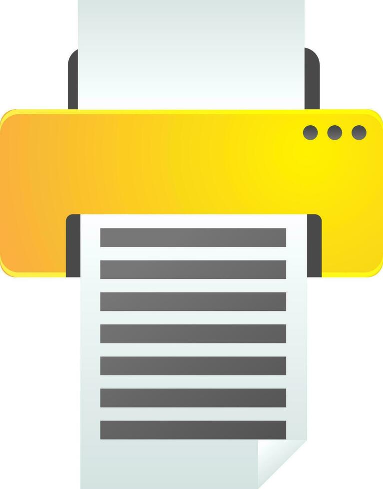 Illustration of Printer icon in gray and yellow color. vector