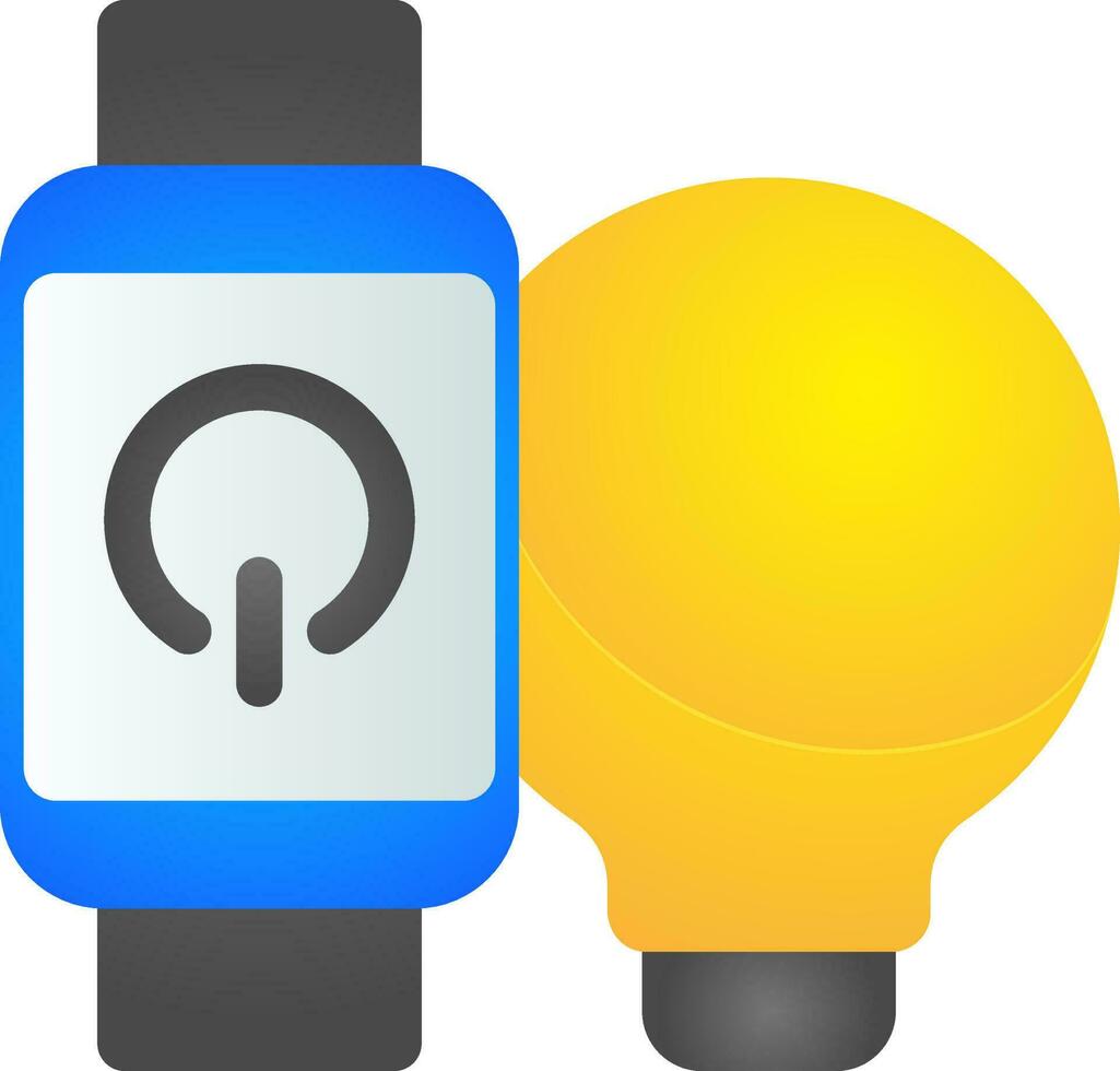 vector ilustración de poder botón en inteligente reloj pantalla con eléctrico bulbo.