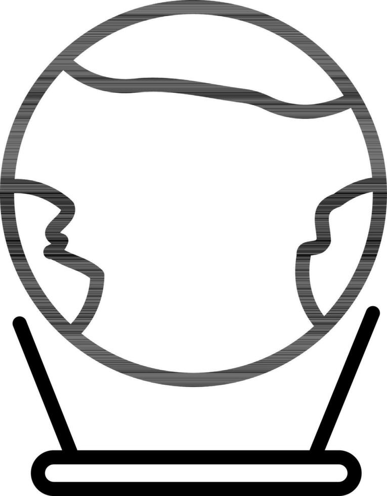 Hologram with Earth Globe icon in black line art. vector