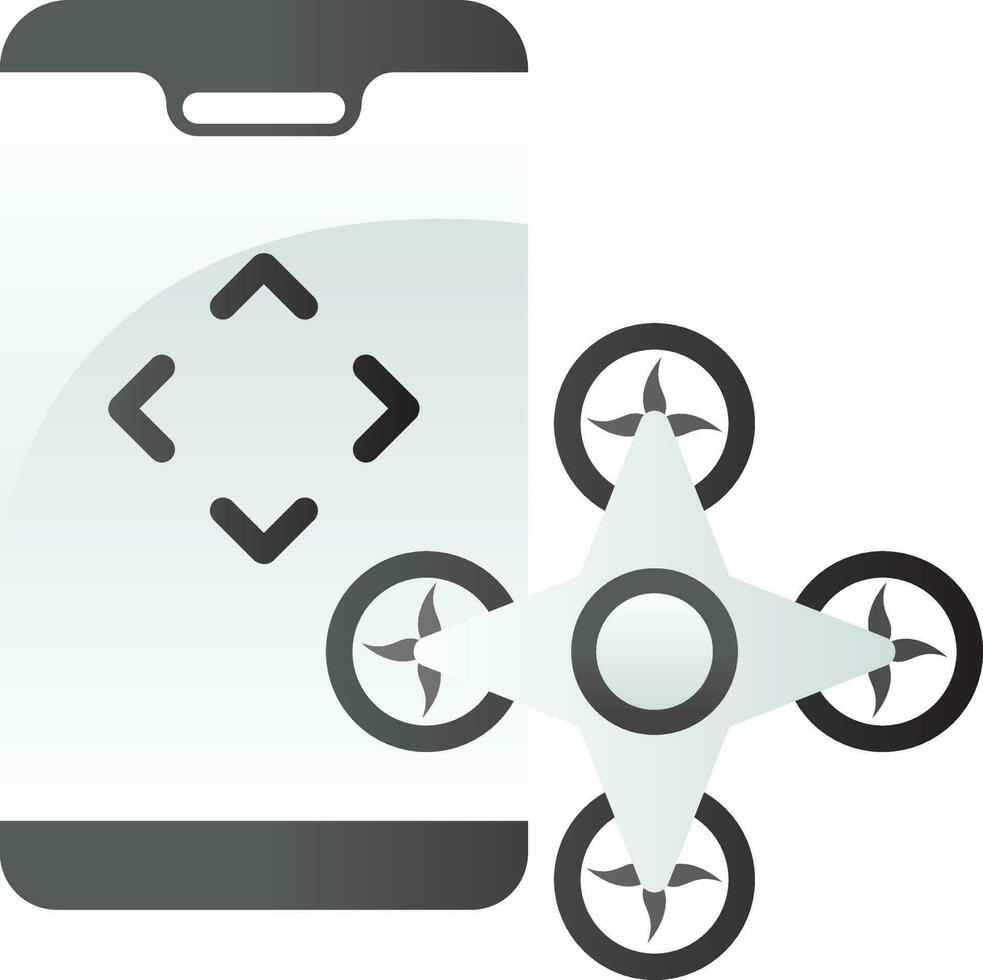 Drone camera control with smartphone icon in gray color. vector