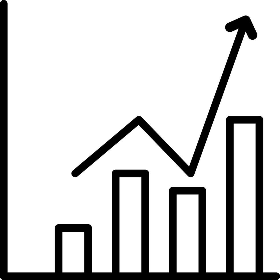 Arrow with Bar graph chart icon in black outline. 24363701 Vector Art ...