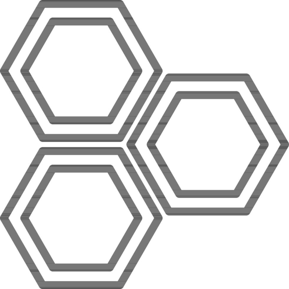 Black line art illustration of Hexagon icon. vector
