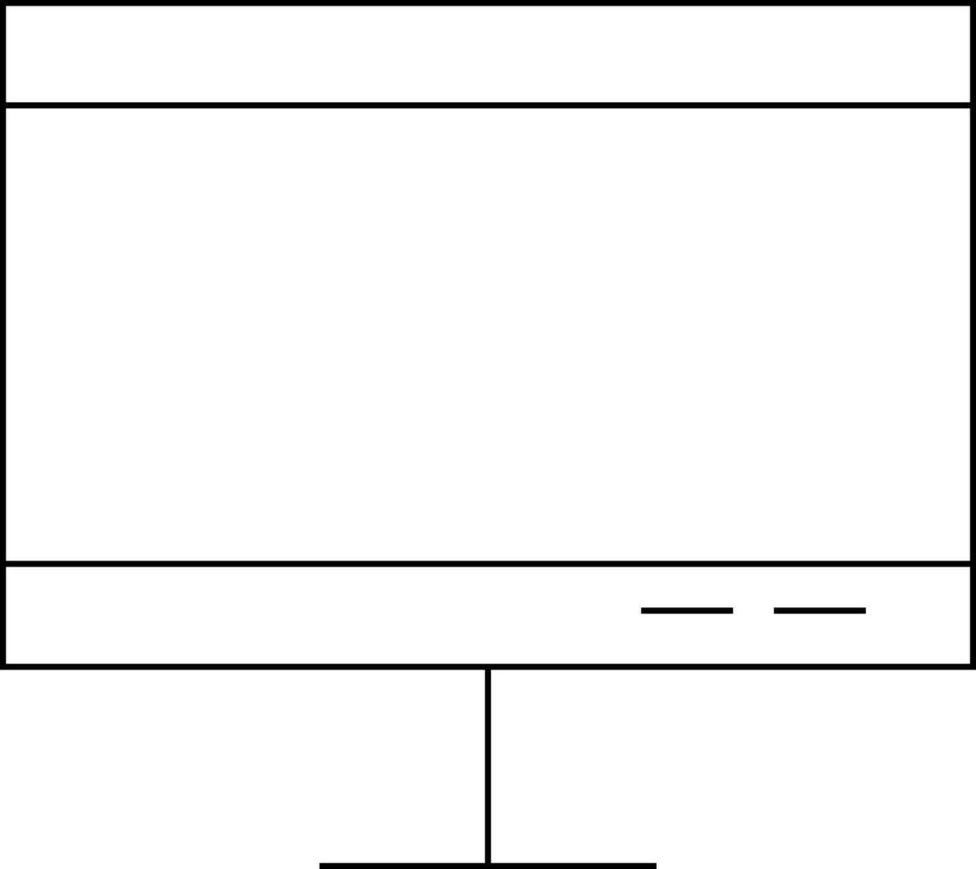 Computer Icon or Symbol in Black Line Art. vector