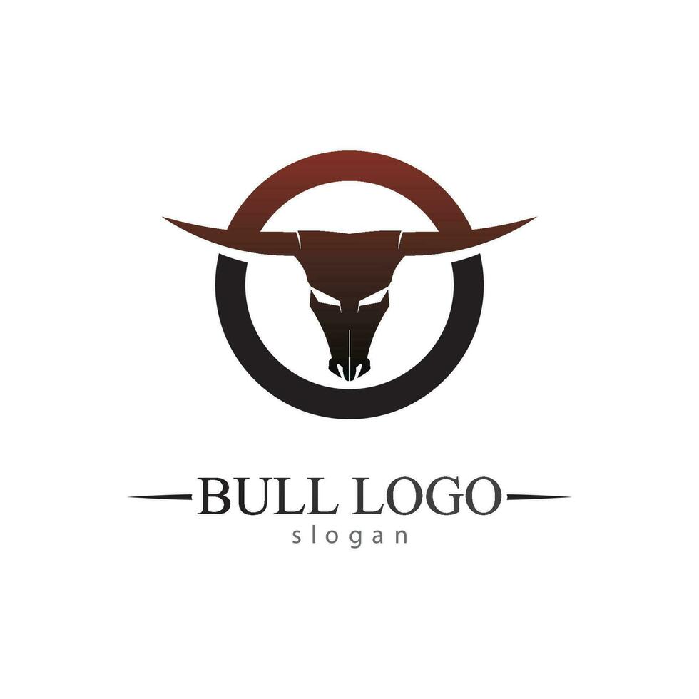 Aplicación de iconos de plantilla de logotipo y símbolos de cuerno de toro y búfalo vector