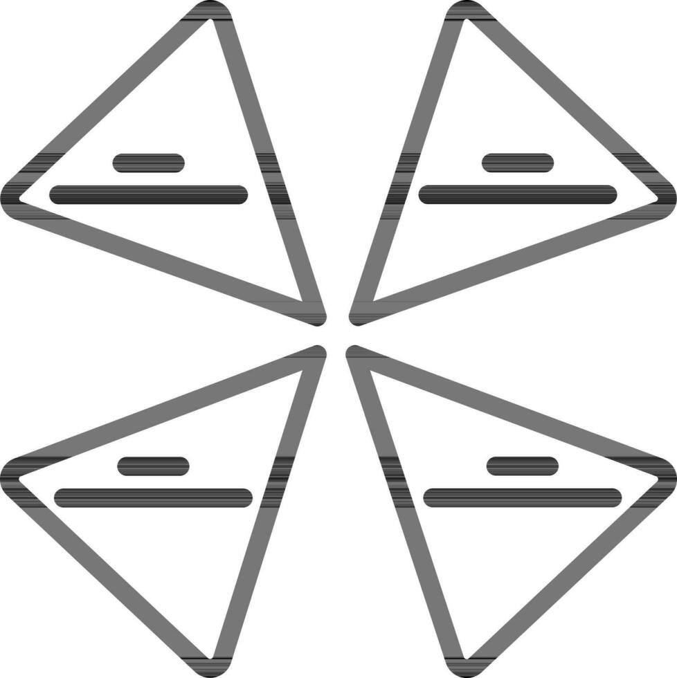 Black line art illustration of Connect four triangle icon. vector