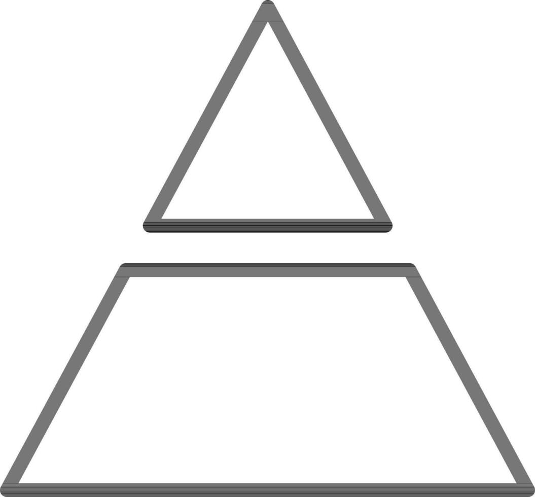 línea Arte dos parte pirámide icono en plano estilo. vector