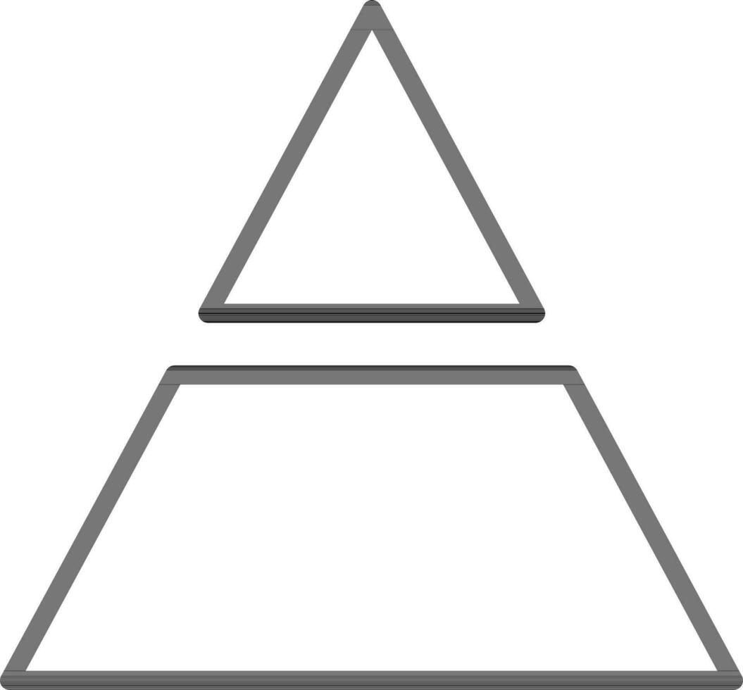 Line art Two part pyramid icon in flat style. vector