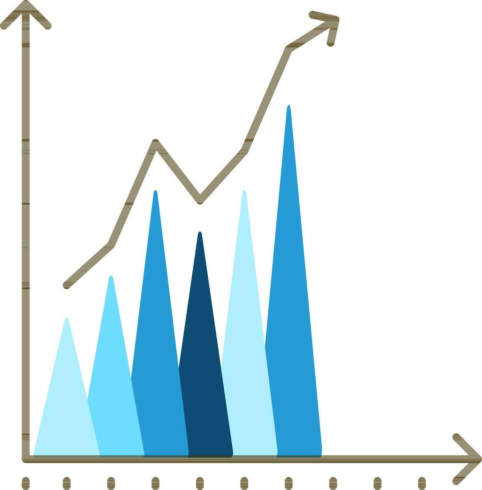 Vector illustration of Triangle Bar Graph with Arrow.