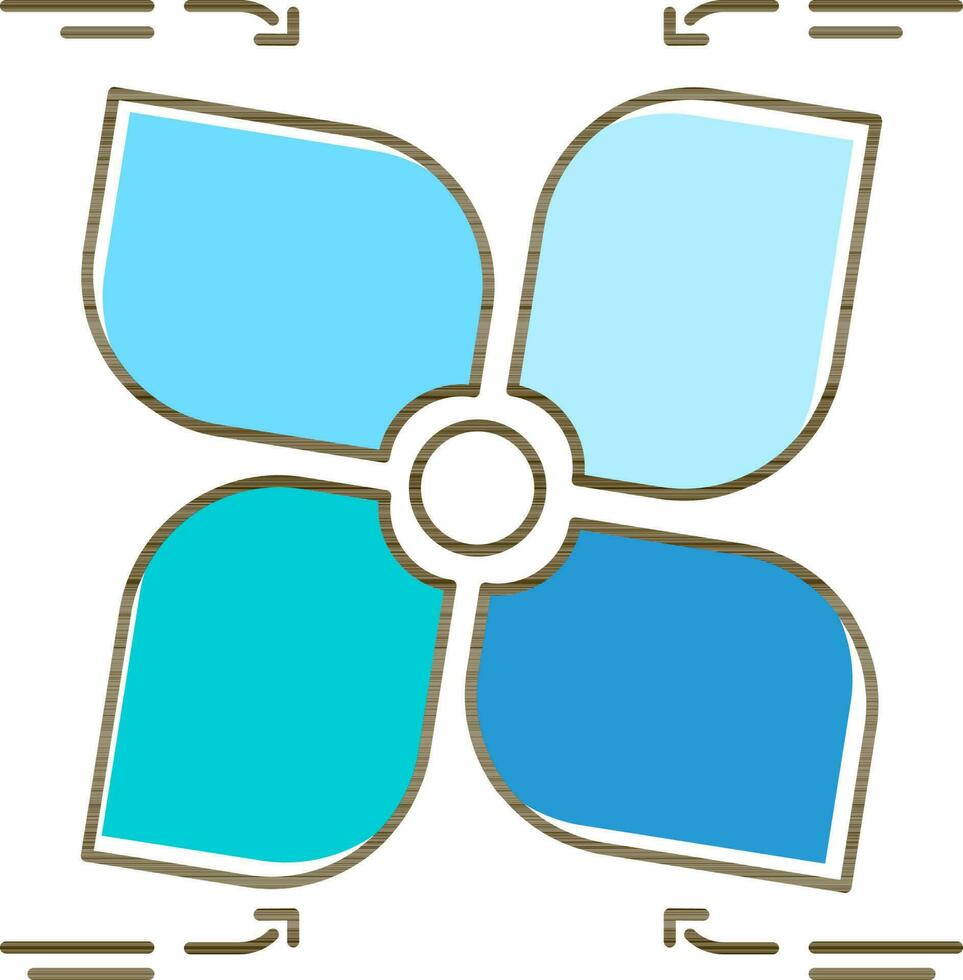 Blue Flower Shape Infographic Chart icon in flat style. vector