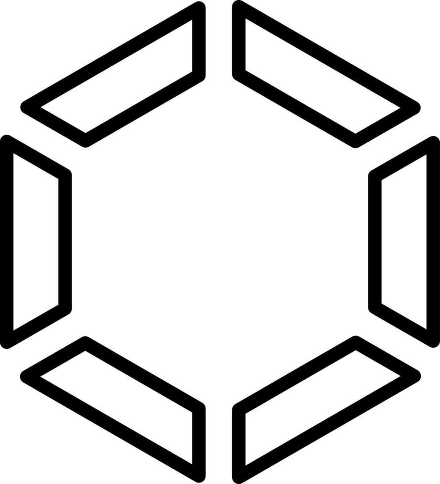 Black line art illustration of Hexagon icon. vector