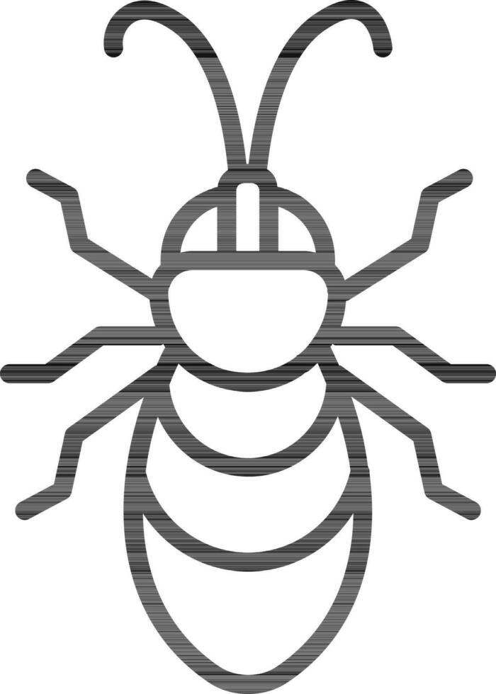 Black Line Art Honey Bee icon in flat style. vector