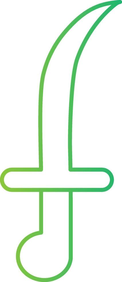 Flat style Old knife icon in green line art. vector