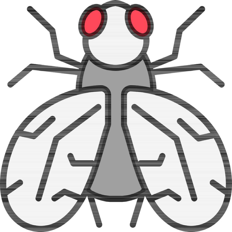 Flat Style Housefly icon in red and grey color. vector