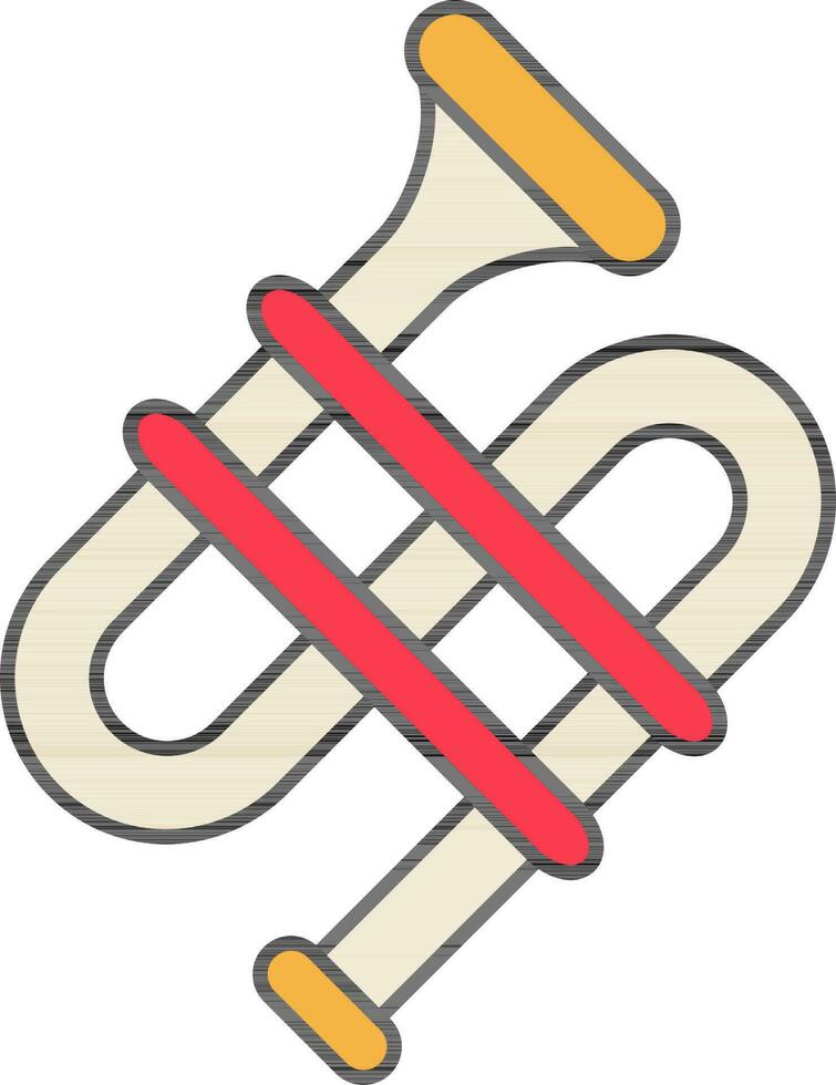 Trombone icon in brown and pink color. vector