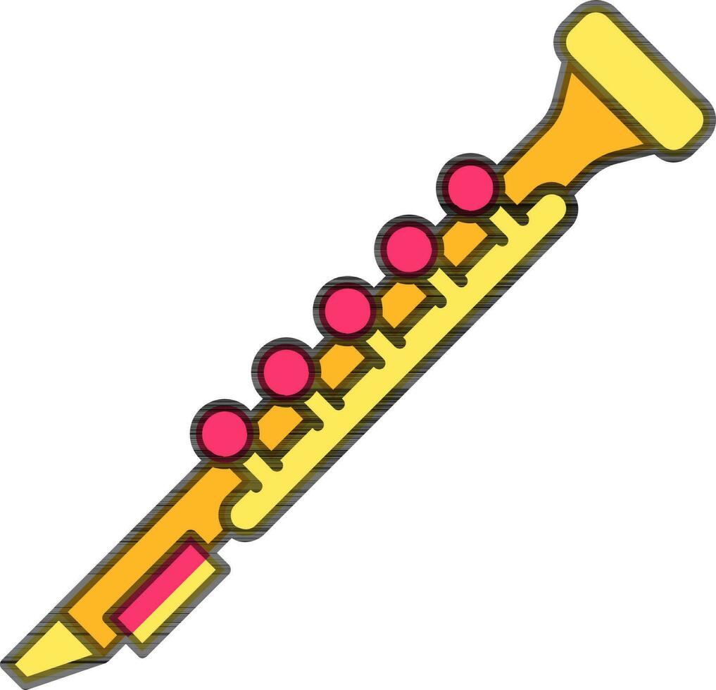 plano estilo clarinete icono en amarillo y rosado color. vector