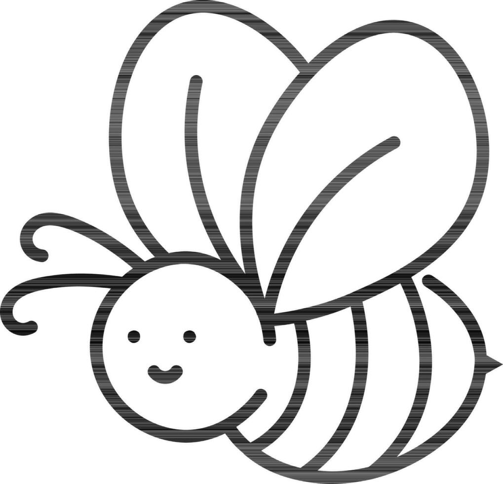Cartoon Bee icon in black line art. vector