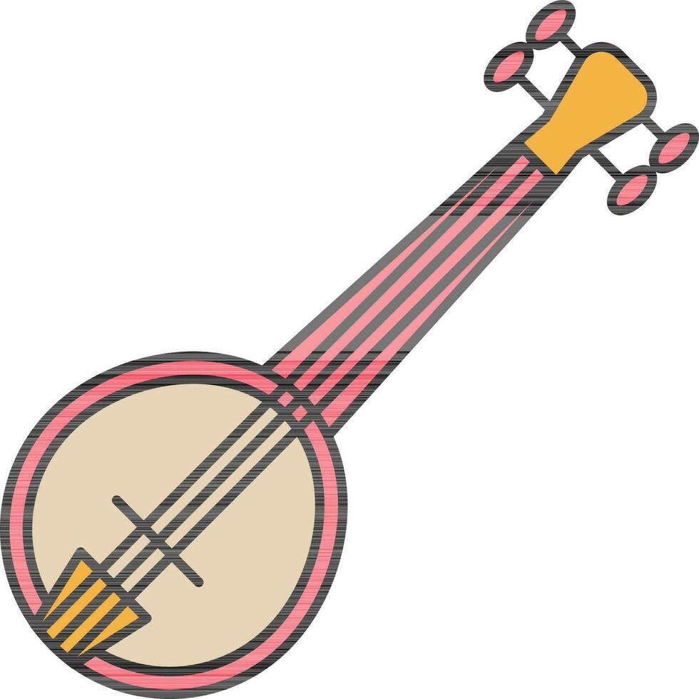 Pink and Brown Banjo icon in flat style. vector