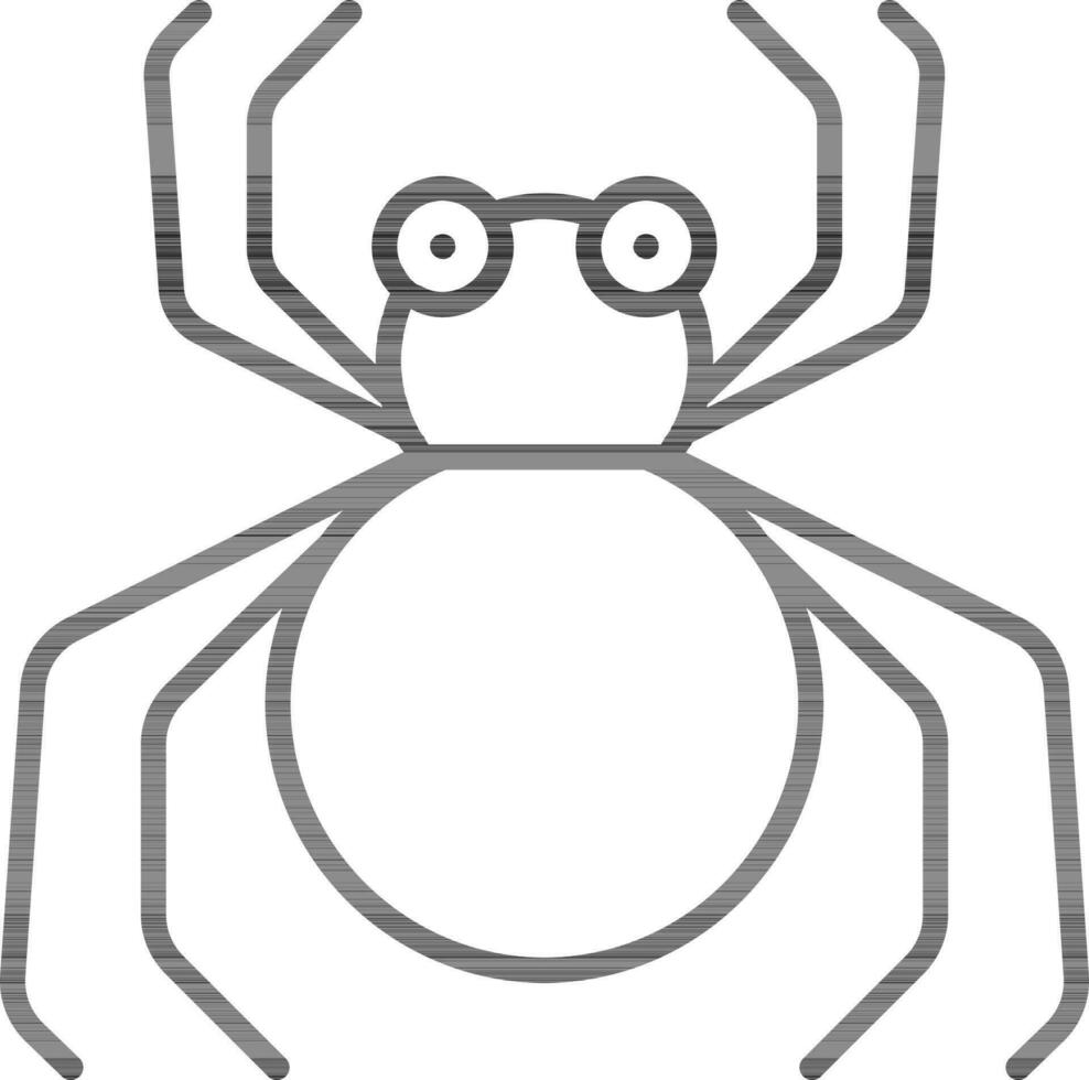 Flat Style Cartoon Spider icon in black line art. vector