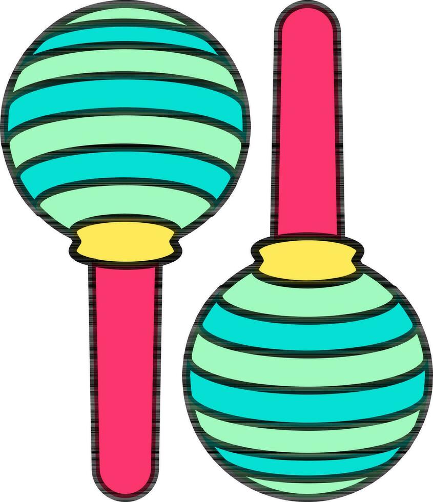 Colorful Maracas icon in flat style. vector