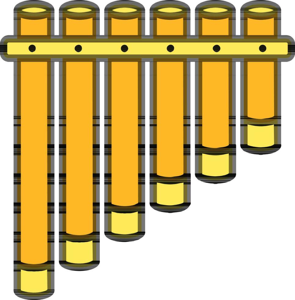 Pan Flute icon in yellow color. vector
