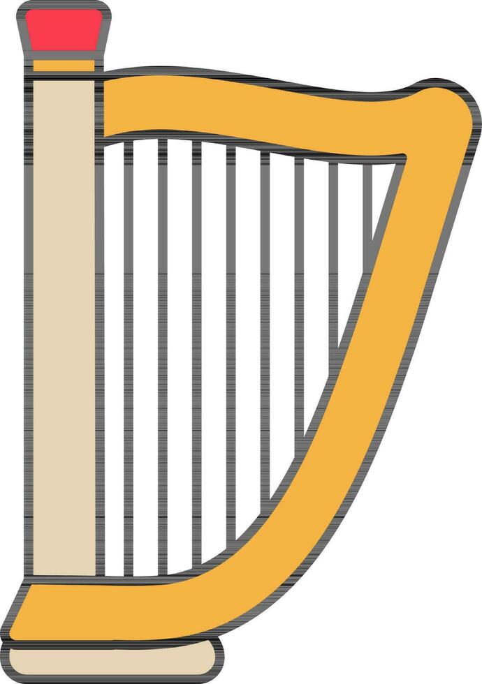 Flat Style Harp icon in brown and yellow color. vector