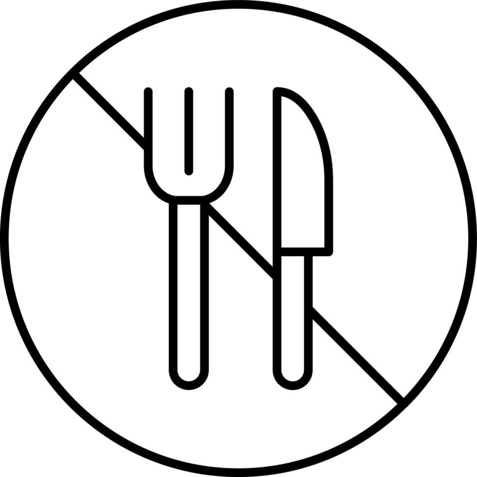 Line art illustration of No food icon. vector