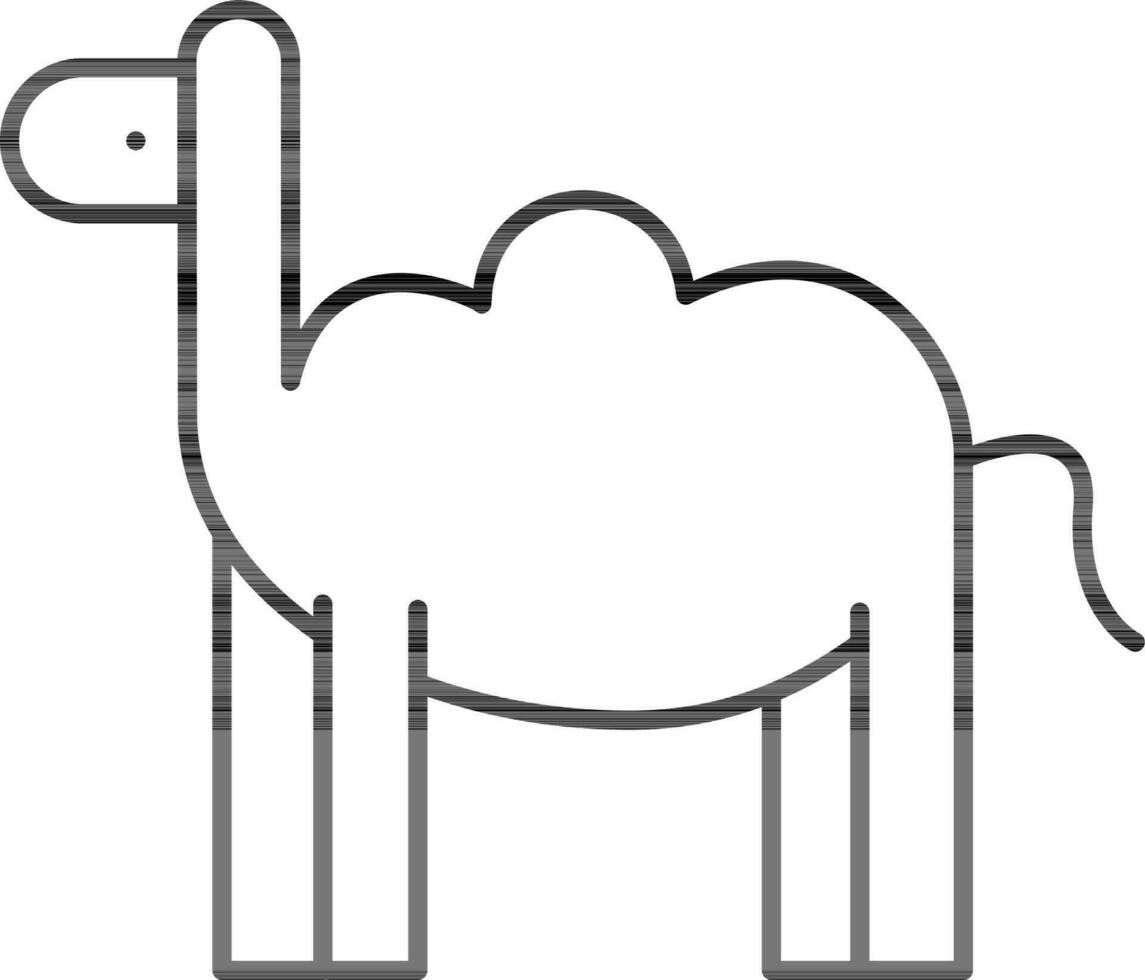 negro línea Arte ilustración de linda camello icono. vector