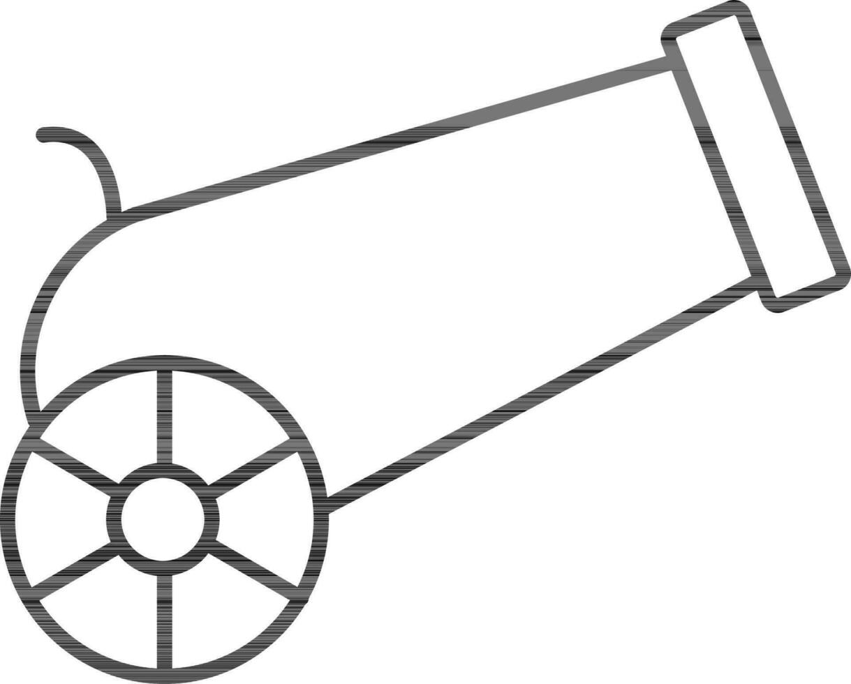Illustration of Cannon icon in line art. vector