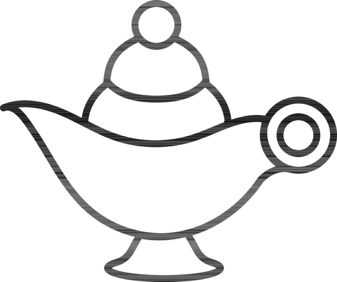 Arabic Oil Lamp icon in black line art. vector