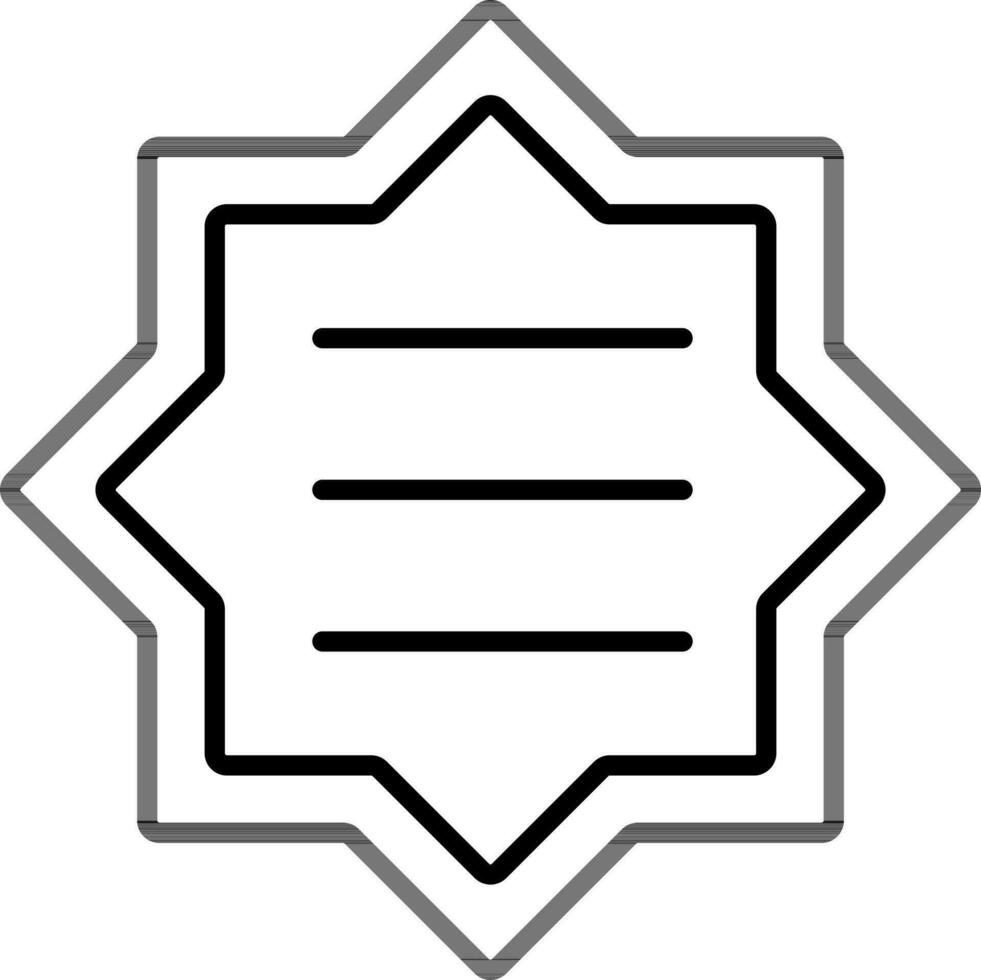 Rub El Hizb Icon or symbol in black line art. vector
