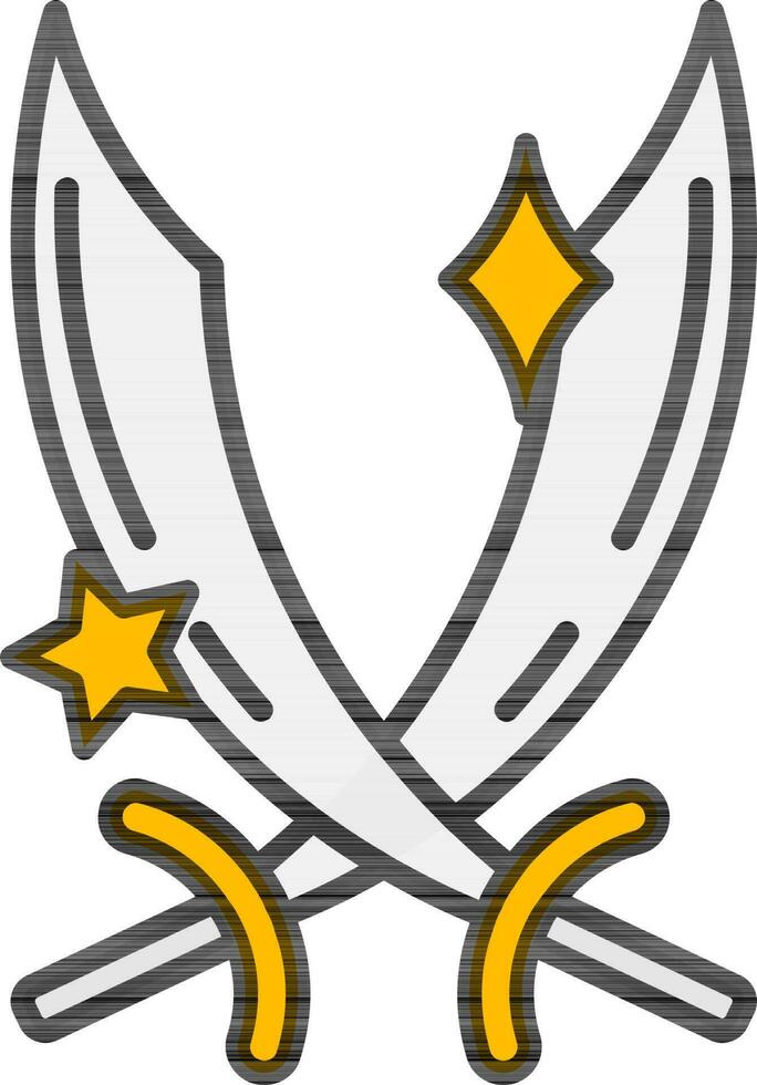 Cross sword icon in gray and yellow color. vector