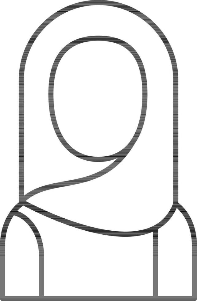 Line art Muslim woman icon in flat style. vector