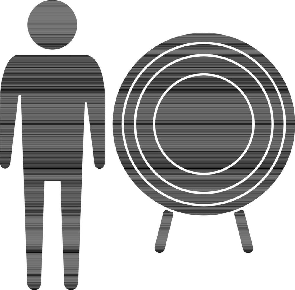 Icon of employee with target board in black style. vector