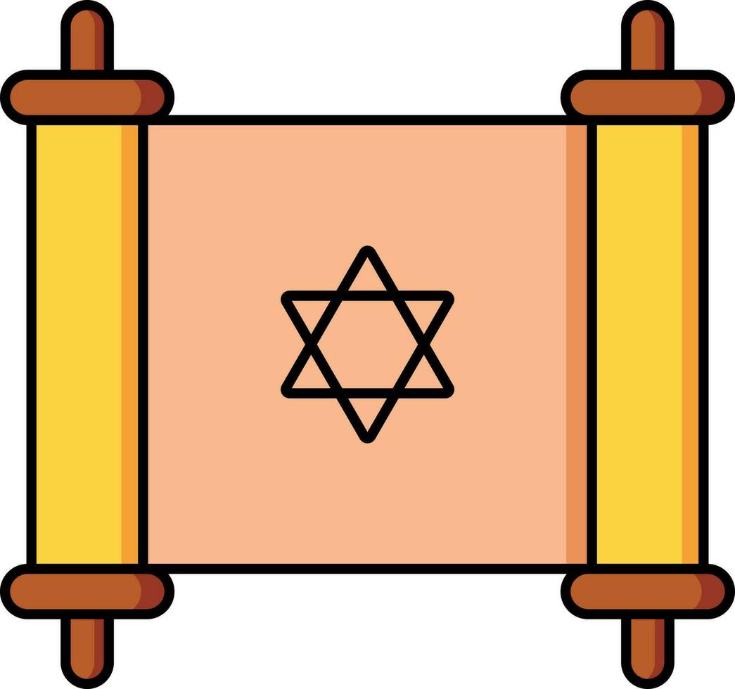 Jewish Torah icon in yellow and light orange color. vector