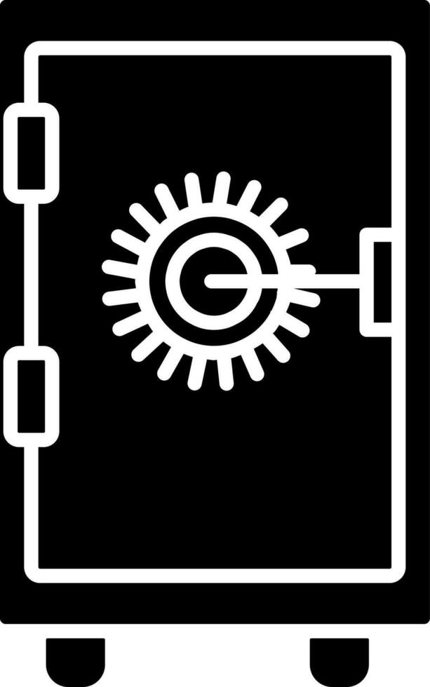 Locked vault safe in black and white color. vector