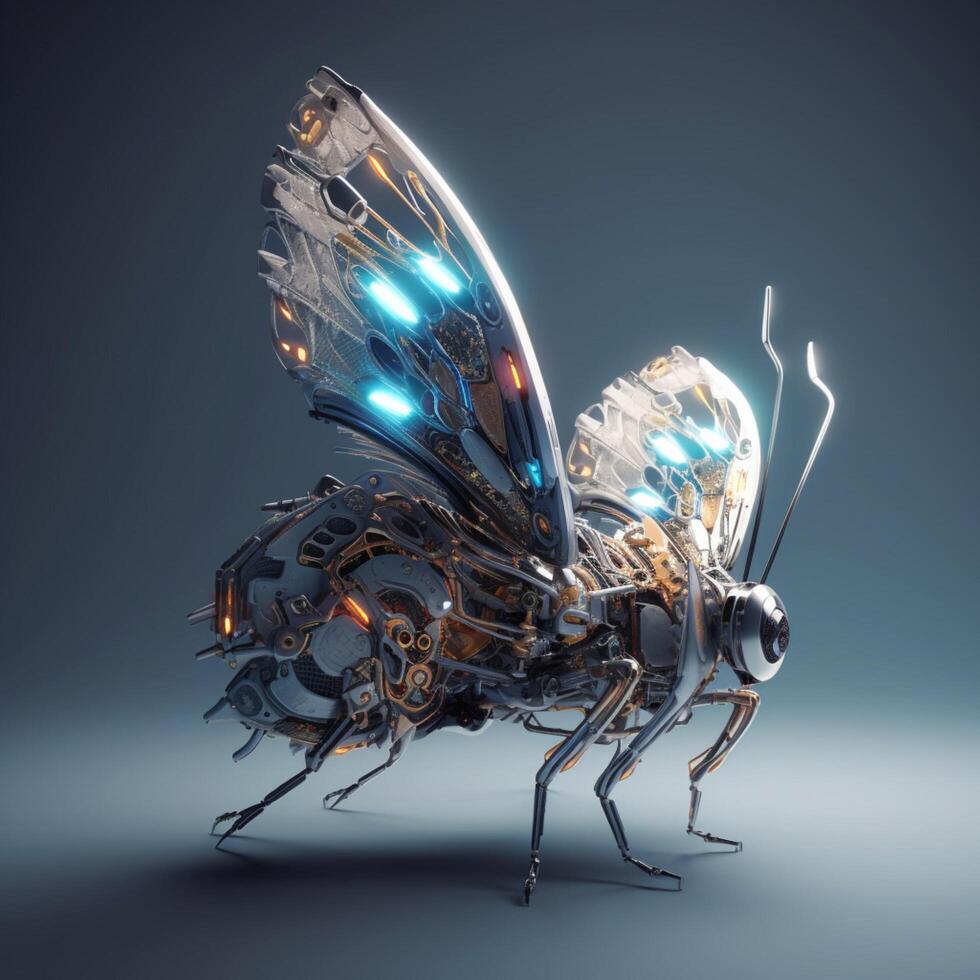 Futuristic robotic butterfly insects photo